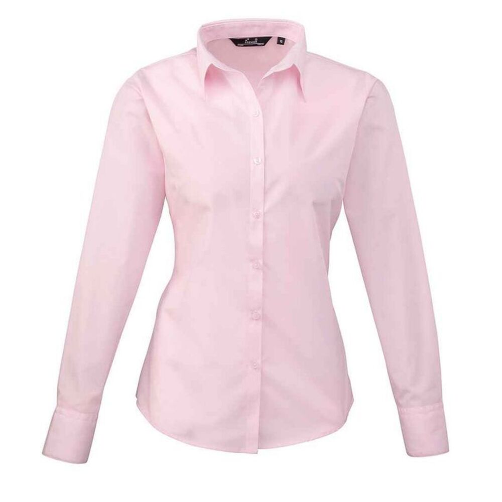Premier Womens/Ladies Long-Sleeved Shirt / Pink